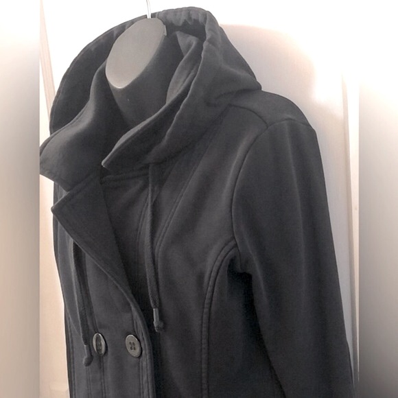 ESPRIT FITTED BLACK PEA-COAT STYLE HOODED JACKET - Picture 4 of 16